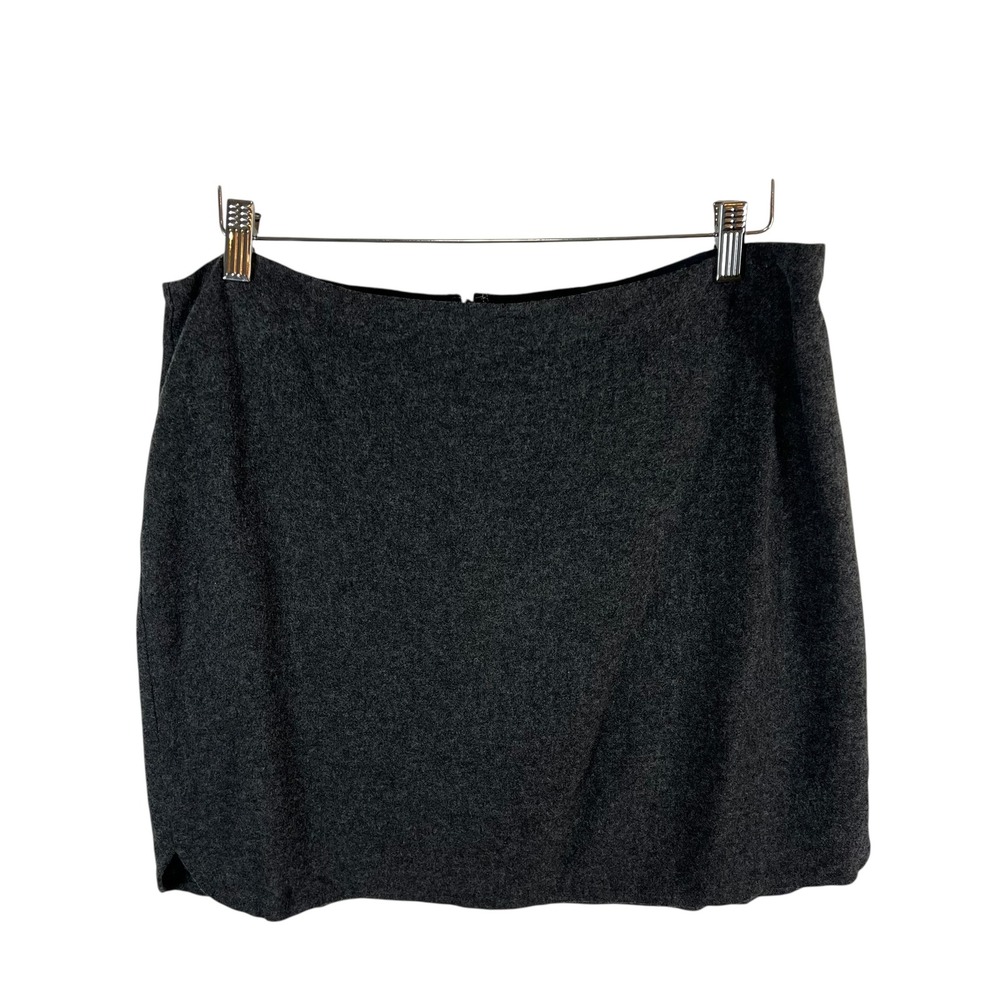 Madewell Womens Gray Wool Blend Mini Skirt Size 12 Lined Back Zip Heathered